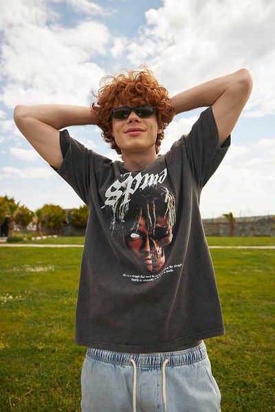 Trendiz Unisex Skull Rapper Washable Tshirt Anthracite