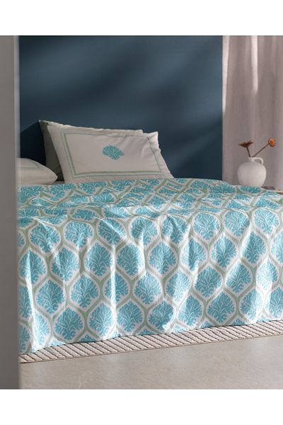 Madame Coco Blue Single 100% Cotton Leal Printed Pique Set