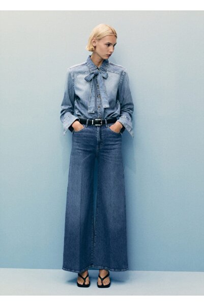 MANGO Woman Yüksek belli Wideleg jean