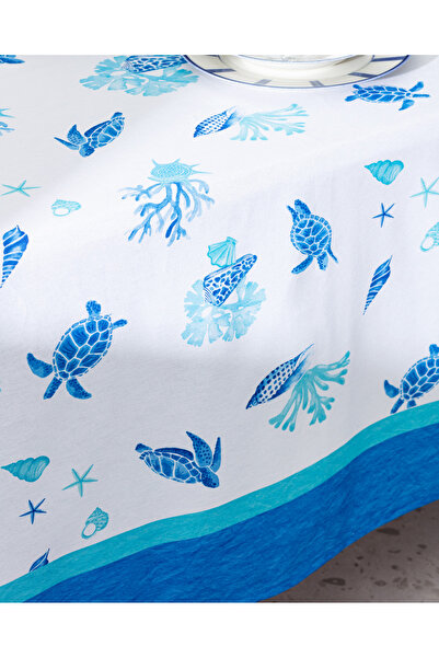 Madame Coco Față de masă Cornella 150x200 cm Albastru/Alb