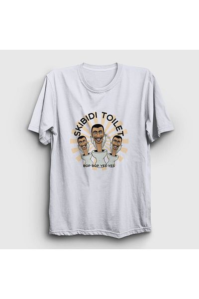 Presmono Λευκό Unisex Skibidi Bop Bop Ναι Ναι Μπλουζάκι Τουαλέτας - 479758 ττ