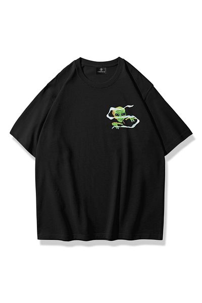 Trendiz Μαύρο μπλουζάκι Unisex Smoking Alien