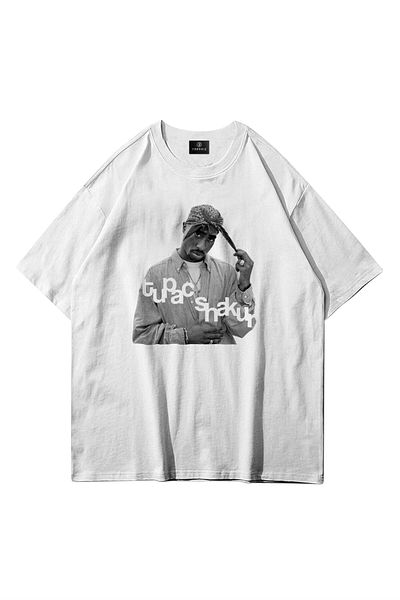 Trendiz Унисекс бяла тениска Tupac Shakur
