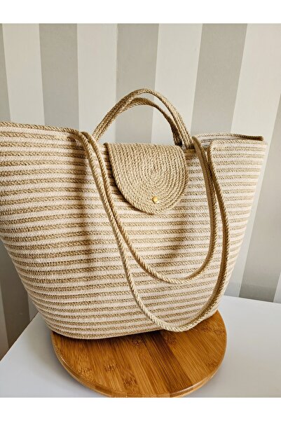 Yektayla حقيبة شاطئ مصنوعة يدويًا من القش، حقيبة شاطئ مصممة، حقيبة يد، حقيبة كتف