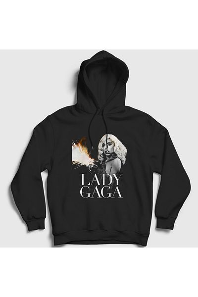 Presmono Унисекс черен суитшърт с качулка и пиро сутиен Lady Gaga - 478292tt