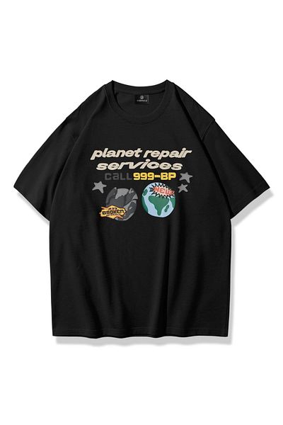 Trendiz Unisex Repair Planet T-shirt Μαύρο