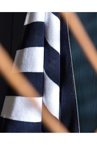 Madame Coco Hector Beach Towel - White/Navy Blue - 80X160 cm