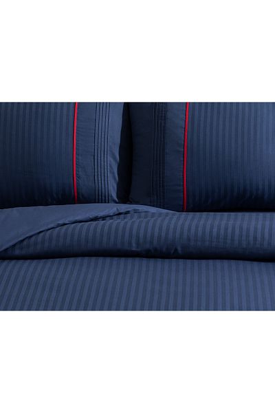 Madame Coco Mousse Single Ribbed Duvet Cover Set - Navy Blue
