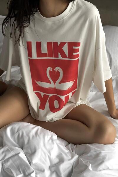 Trendiz White Unisex 'I Like You' T-Shirt