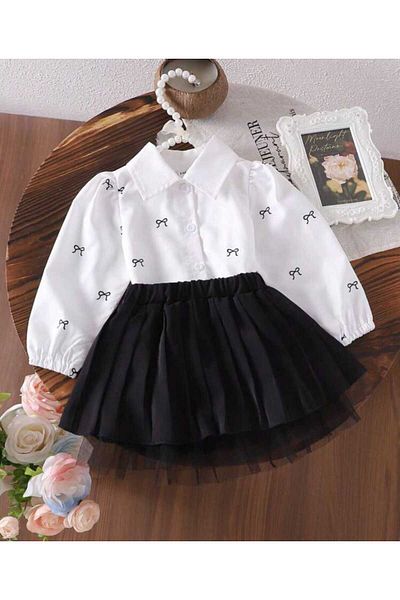YARENKİDS SET CAMASĂ CU FUSTĂ CU FUNDĂ PLISĂ PENTRU FETE SILK KIDS