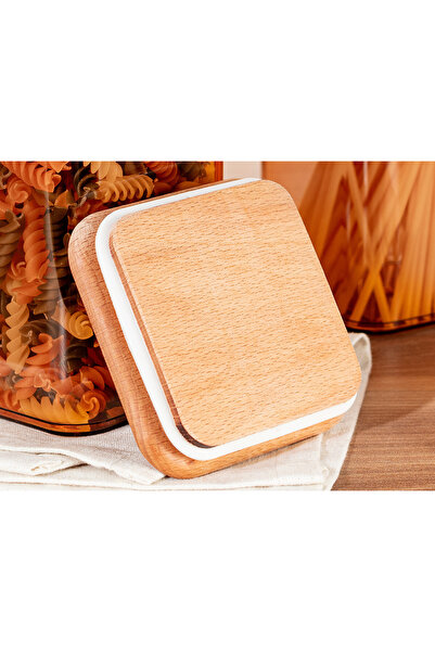 Madame Coco Kaviera 1500ml Ahşap Kapaklı Saklama Kabı 2'li