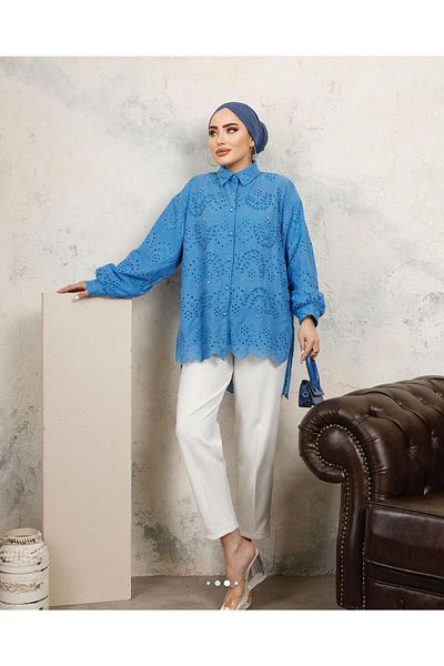 Afra Lıne Tunica camasa HENZA Pearl Brode Scallop