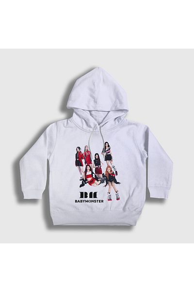 Presmono Hanorac alb pentru copii unisex cu glugă Band K Pop Baby Monster - 489008 tt
