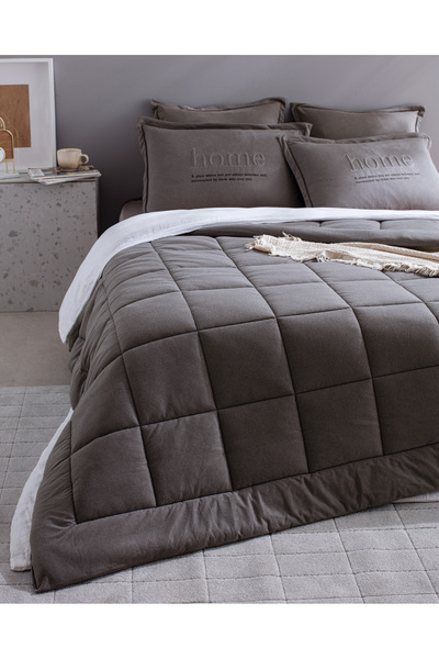 Madame Coco Bobigny Çift Kişilik Pamuklu Supersoft Comforter Set - Antrasit