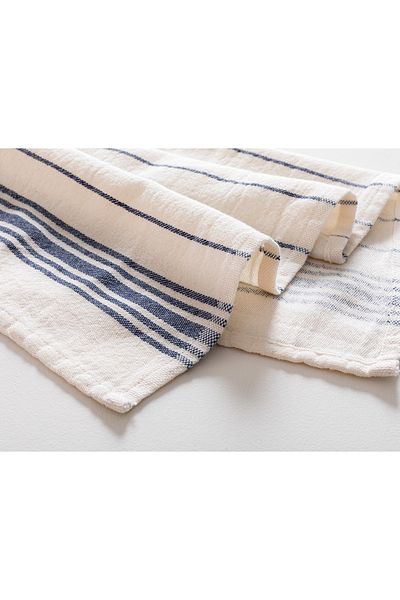 Madame Coco Linda Drying Cloth - Ecru/dark blue - 40x60 Cm