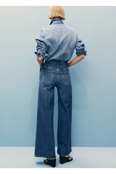MANGO Woman Yüksek belli Wideleg jean