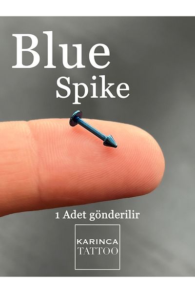 Karınca Piercing Blue Color Spike Pointed Tip Trend Ear Lip Cartilage Helix Conch Tragus Piercing (NEARLY TATTOO)