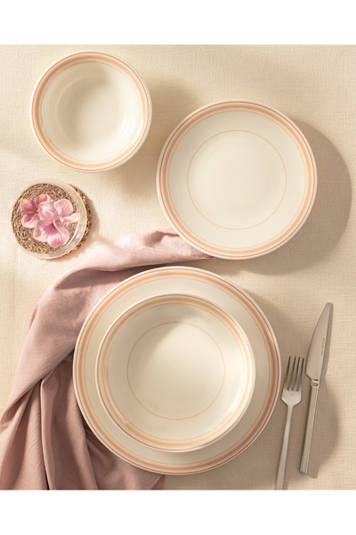 Madame Coco Moulin 6 Kişilik 24 Parça Yemek Takımı - Beyaz/Turuncu