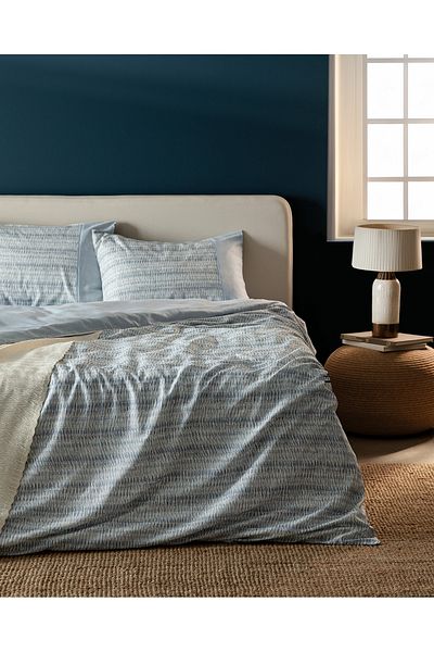 Madame Coco King Size Crepe Printed Pansy Duvet Cover Set - Turquoise 100% Cotton