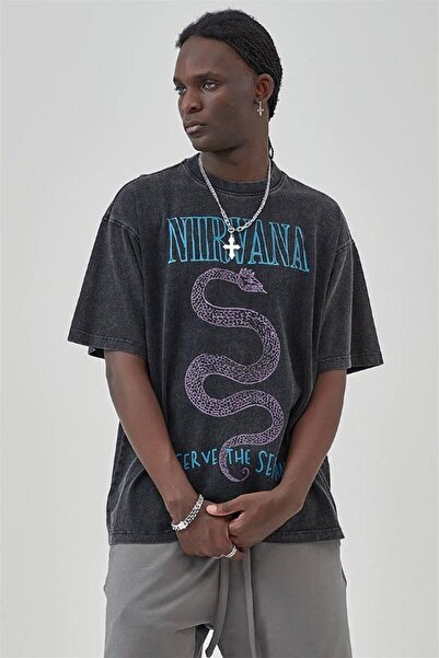 Trendiz Unisex Serve The Servants Nirvana Washable Tshirt Anthracite