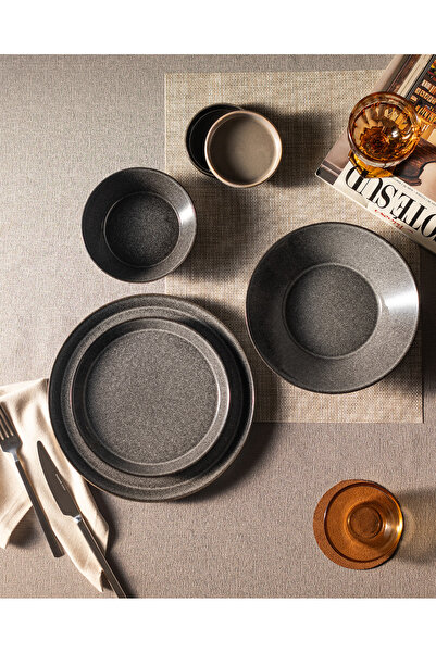 Madame Coco Bondy 6 Kişilik 24 Parça Yemek Takımı - Koyu Gri