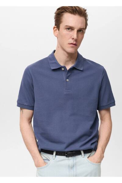 MANGO Man Βαμβακερό μπλουζάκι πόλο με κανονική κοπή