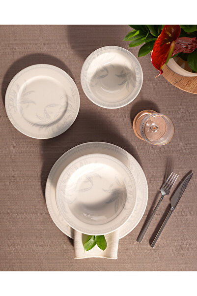 Madame Coco Lavinia 6 Kişilik 24 Parça Yemek Takımı - Gri/beyaz
