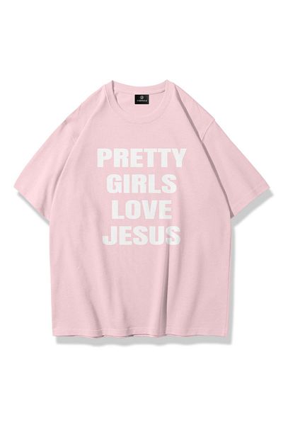 Trendiz Ροζ Unisex Κομψό μπλουζάκι Jesus για κορίτσια