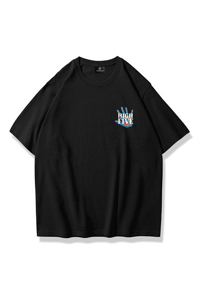 Trendiz Unisex High Five Tshirt Μαύρο