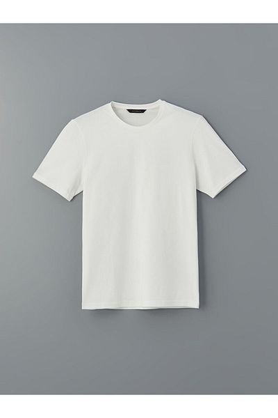 LC Waikiki Southblue Ecru Crew Neck Short Sleeve Men's T-Shirt