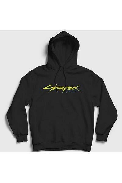 Presmono Cyberpunk 2077 Унисекс суитшърт с качулка в черно - Logo Game 491517tt