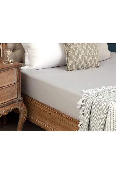 Madame Coco Manon Double 100% Cotton Ranforce Elastic Sheet - Gray