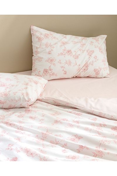 Madame Coco Tiny King Size Ranforce Printed Duvet Cover Set - 100% Cotton, Powder