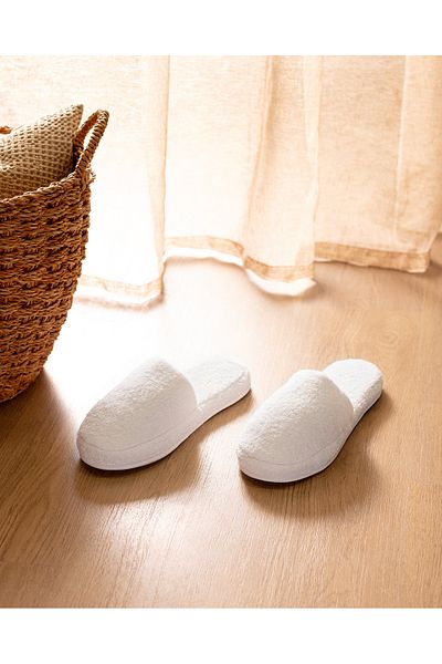 Madame Coco Coralie White 100% Cotton Towel Slippers