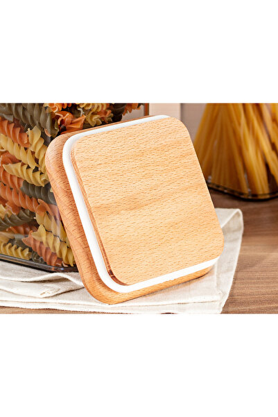 Madame Coco Kaviera 1500ml Ahşap Kapaklı Saklama Kabı 2'li