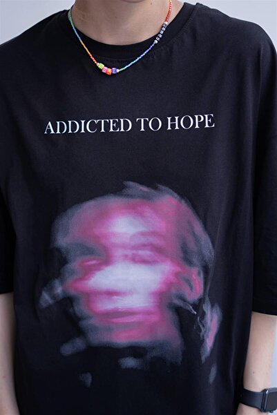 Trendiz Unisex Μαύρο T-Shirt Addicted To Hope