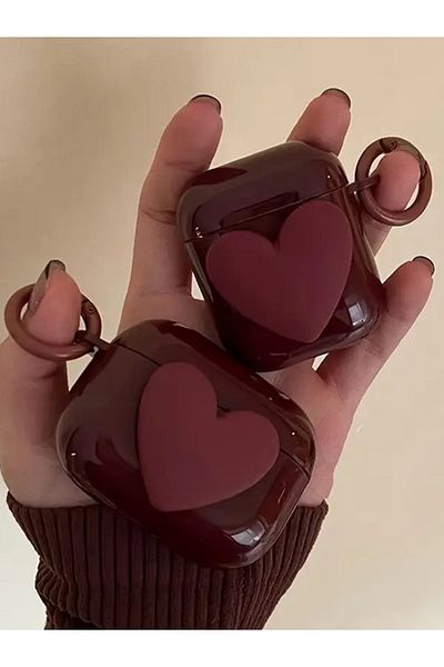 KVK PRİVACY AirPods 1St And 2. Generation Compatible Plum Heart Headphone Case