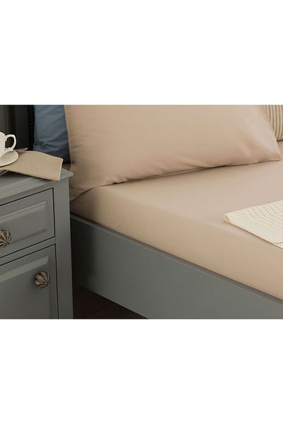Madame Coco Manon Double 100% Cotton Ranforce Elastic Sheet - Stone