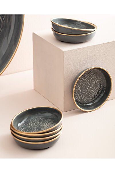 Madame Coco Rosalie 8 Piece Plate Set - Anthracite