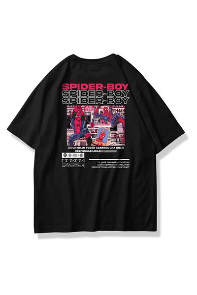 Trendiz Unisex Spider Boy Tshirt Μαύρο