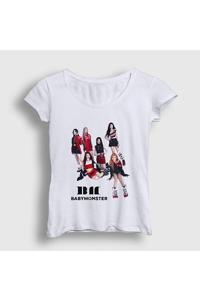 Presmono Γυναικείο μπλουζάκι με λευκό μπάντα K Pop Baby Monster Babymonster 489019 ττ