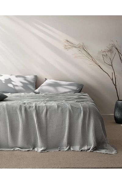 Madame Coco Beatrice Gray Double 100% Cotton Bedspread