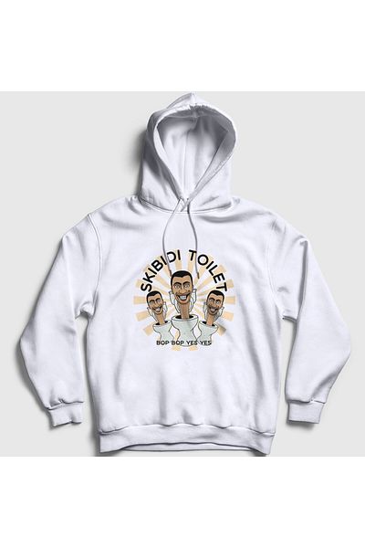 Presmono Λευκό Skibidi Toilet Hooded Unisex φούτερ - Bop Bop Ναι Ναι 479817 ττ