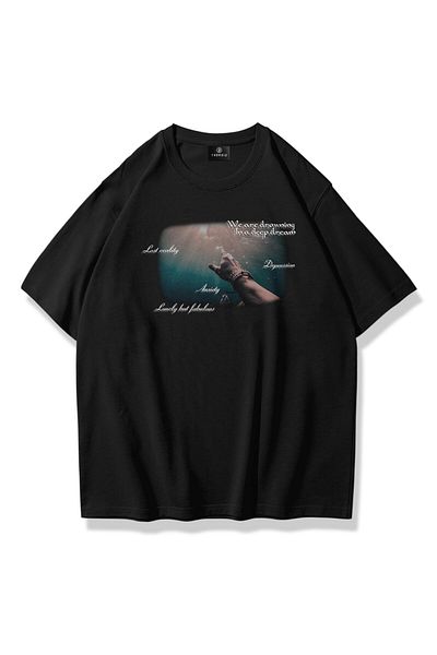 Trendiz Μπλουζάκι Unisex Μαύρο Deep Dream