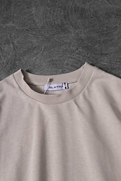 Slatra Ανδρικό μπλουζάκι Basic Oversize σε μπεζ χρώμα