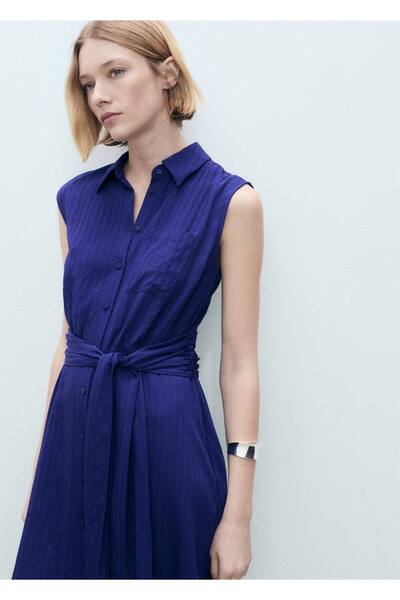 MANGO Woman Rochie cămașă cu brâu