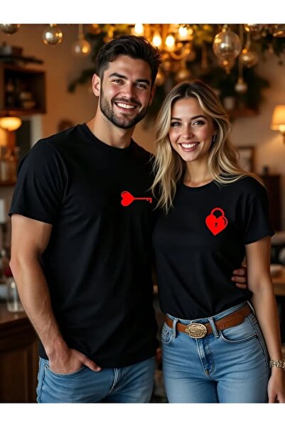 EXPECTED Unisex Μαύρο Μπλουζάκι για Ζευγάρια και Φίλους με Στάμπα Κλειδαριάς,...