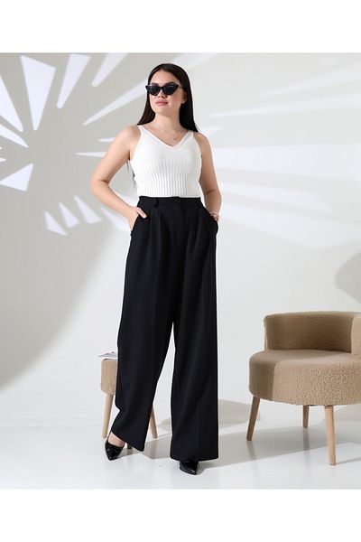 NEAR Buttoned Palazzo Pants with 2 Pencils - Flared Cut/High Waist