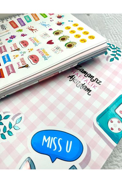ZeCo Collection Timeless Weekly Planner with Stickers Spiral Hard Cover Agenda Cactus Pattern
