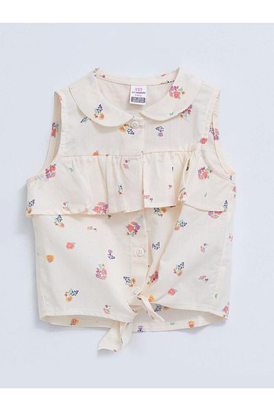 LC Waikiki Lcw Baby Baby Collar Printed Cotton Baby Girl Shirt (S2)